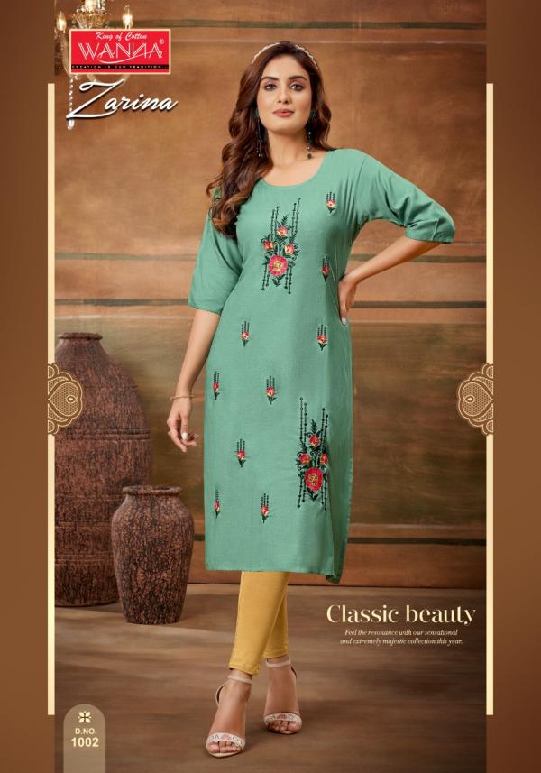 Wanna Zarina 7 Fancy Wear Rayon Embroidery Kurti Collection